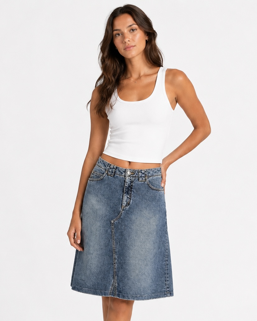 Esprit Jeans A-line denim midi skirt