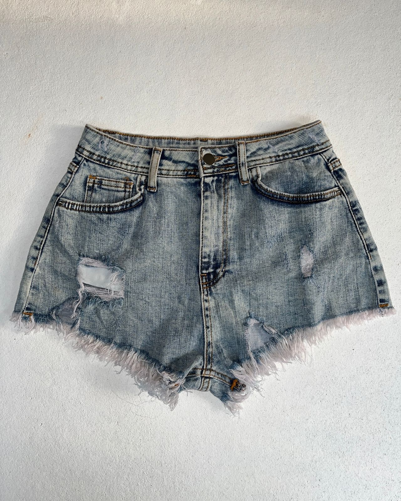Distressed Denim Shorts (High-Waisted)