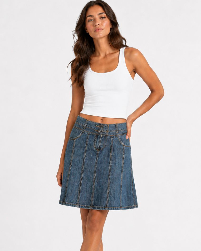 Vintage Y2K Paneled Denim Skirt