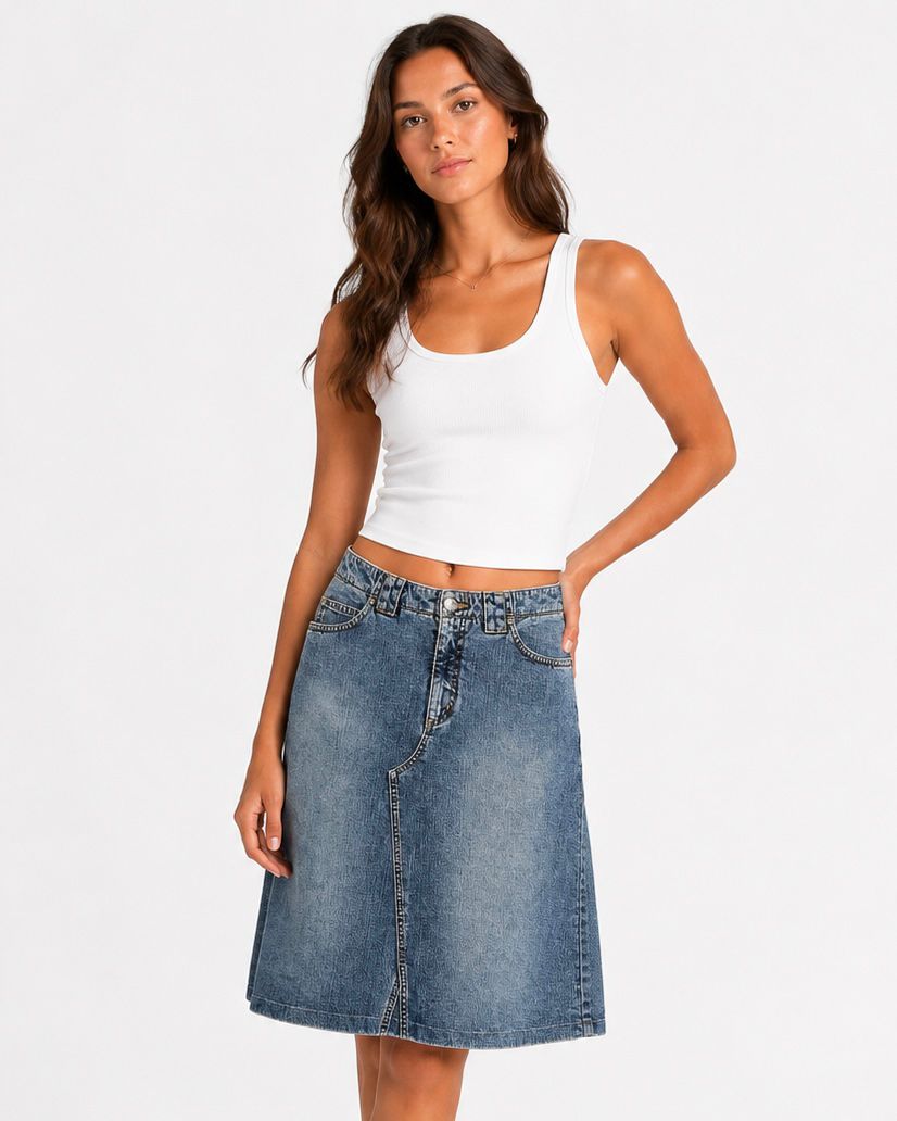 Esprit Jeans A-line denim midi skirt