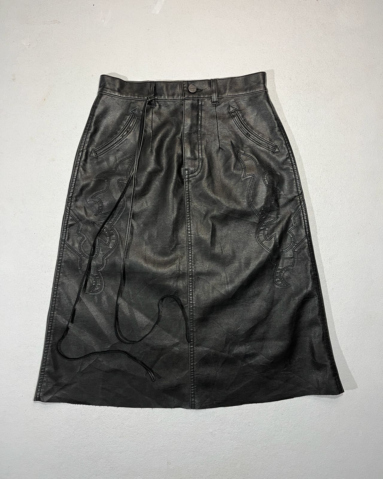 Wrangler Western Leather Midi Skirt