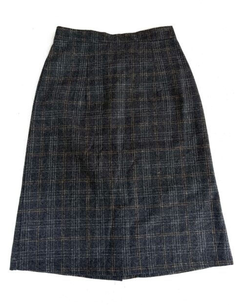 Plaid (checked) midi-length A-line skirt