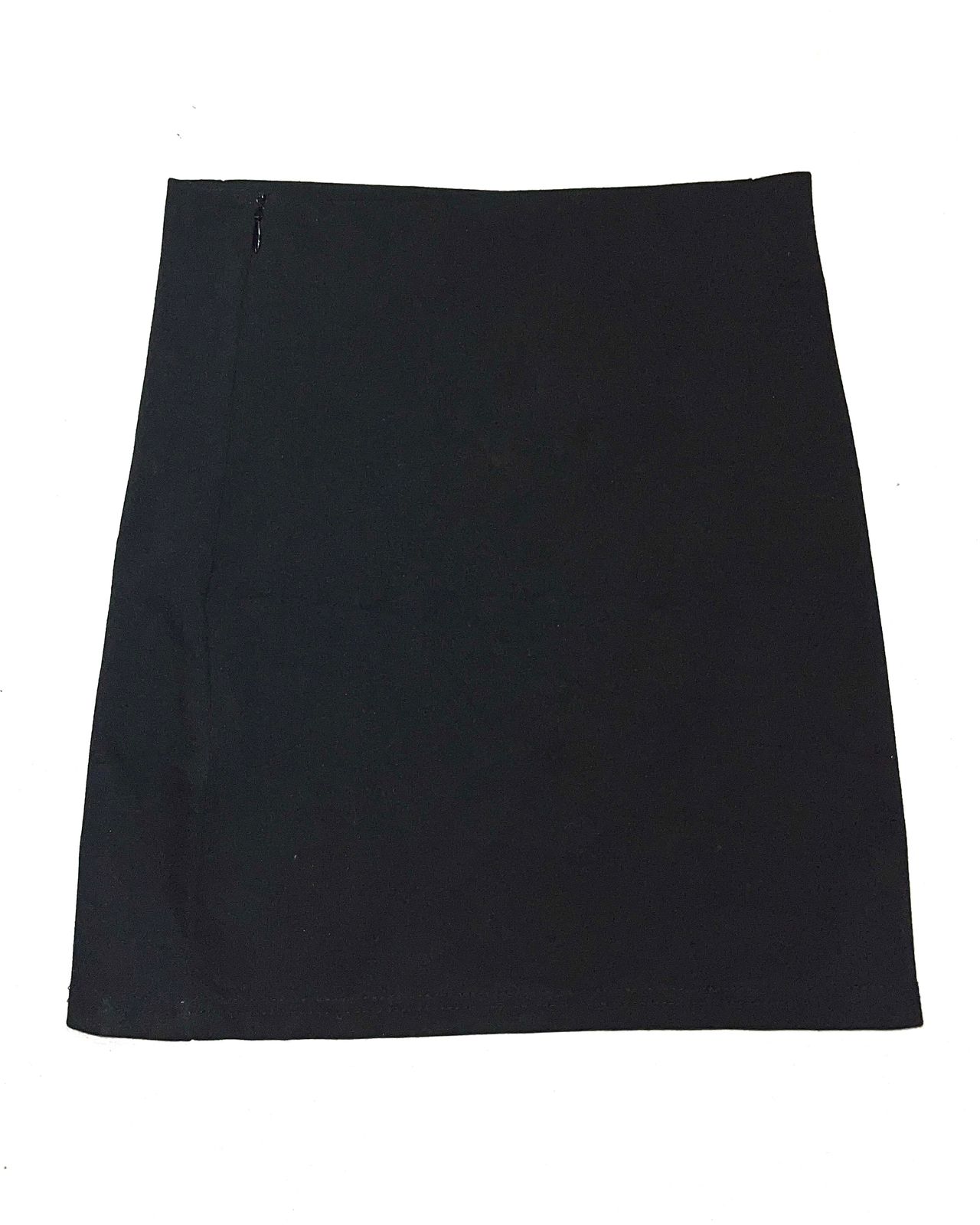 High-waisted black A-line mini skirt
