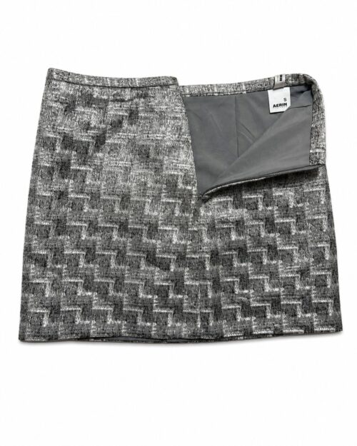 Tweed-style A-line mini skirt featuring a geometric
