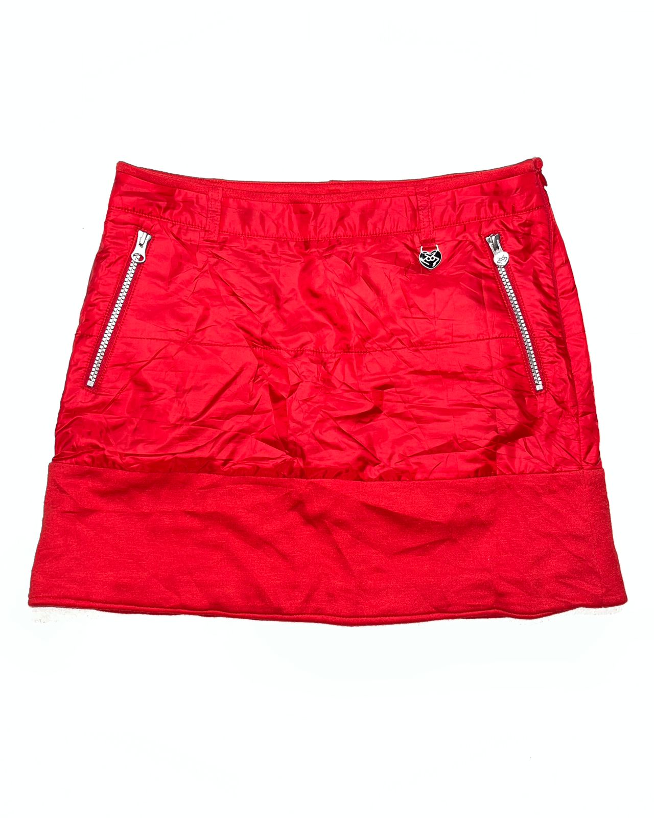 Red women’s performance golf mini skirt