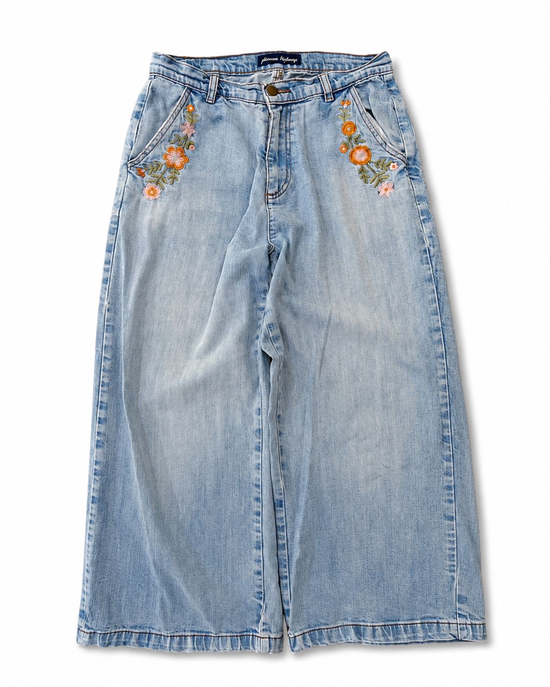 High-waisted wide-leg denim jeans