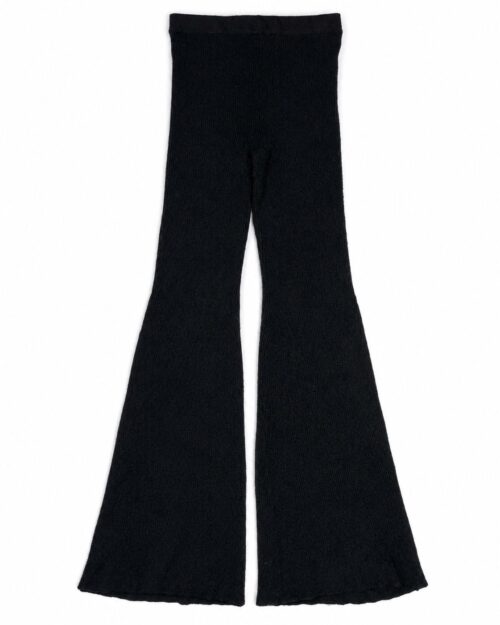 High-waisted, ribbed knit flared trousers