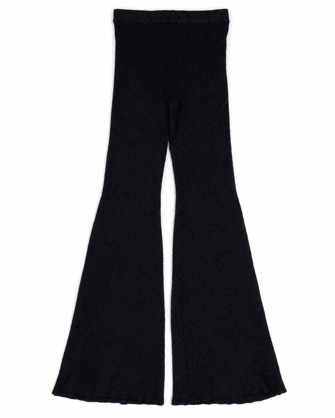 High-waisted, ribbed knit flared trousers