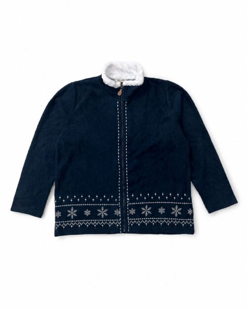 Navy blue, women's full-zip fleece jacket