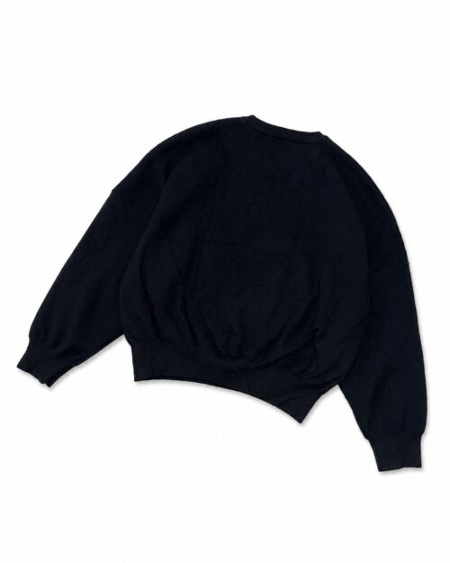 Solid black knit crewneck sweater