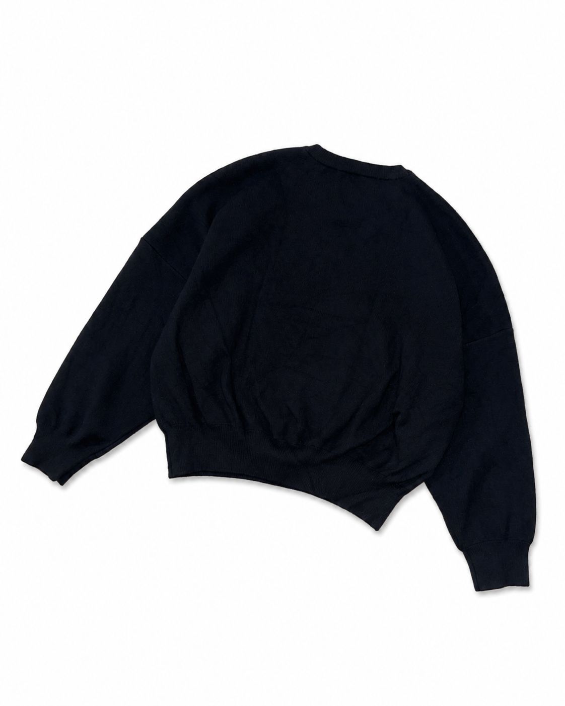 Solid black knit crewneck sweater