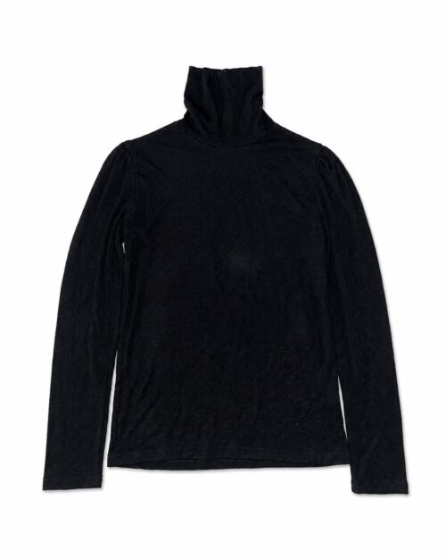 Women's solid black turtleneck top