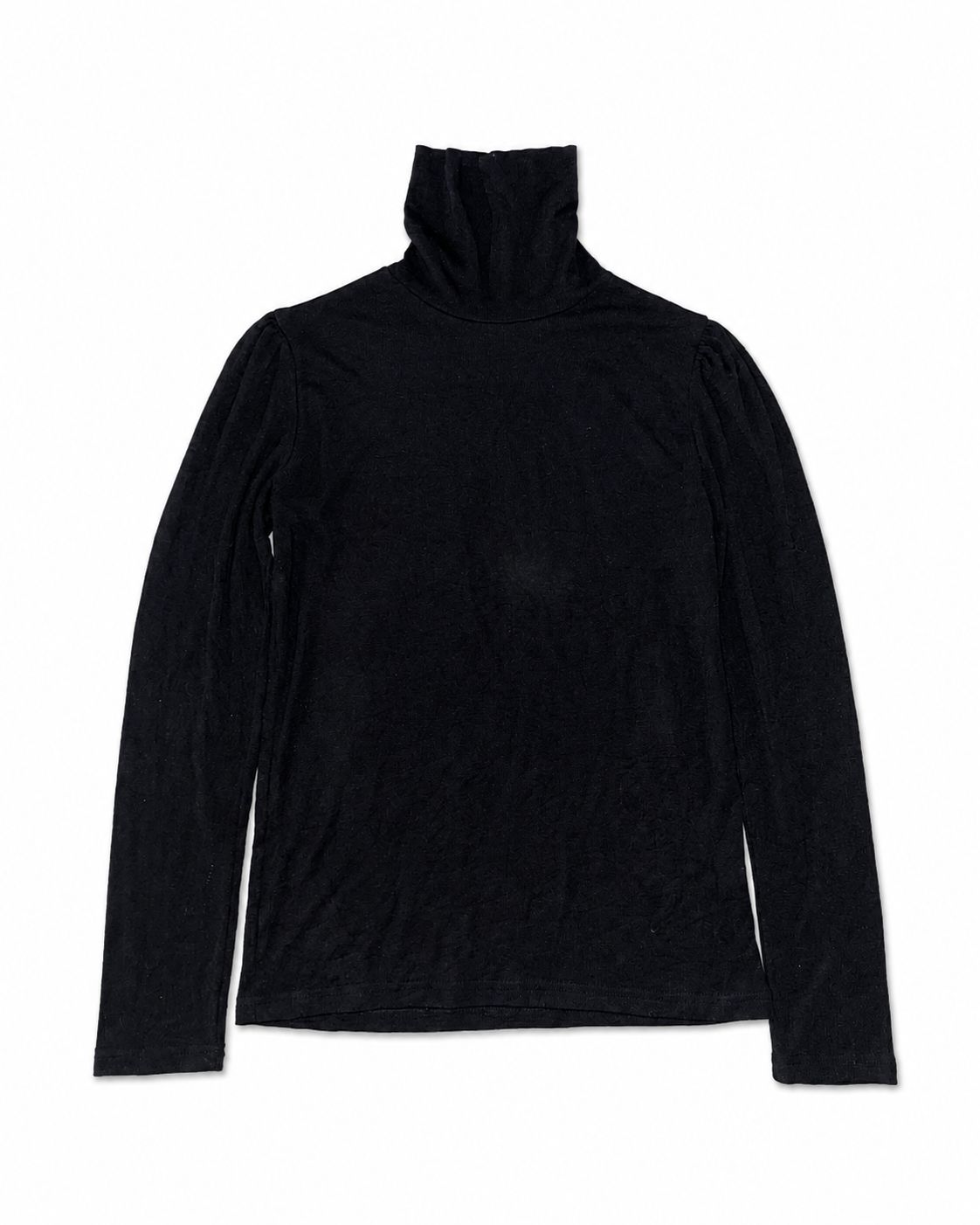 Women’s solid black turtleneck top