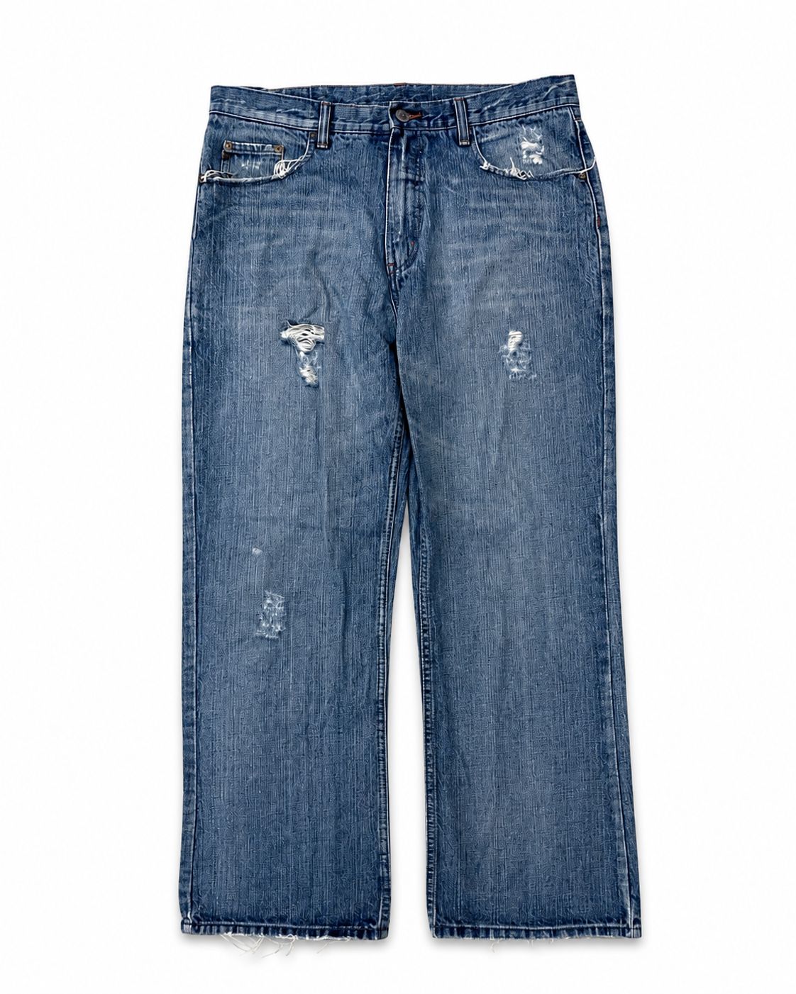 Wide-leg / Baggy distressed denim jeans Y2K