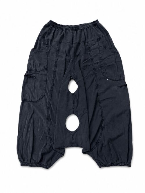 Avant-garde, dropped-crotch harem pants