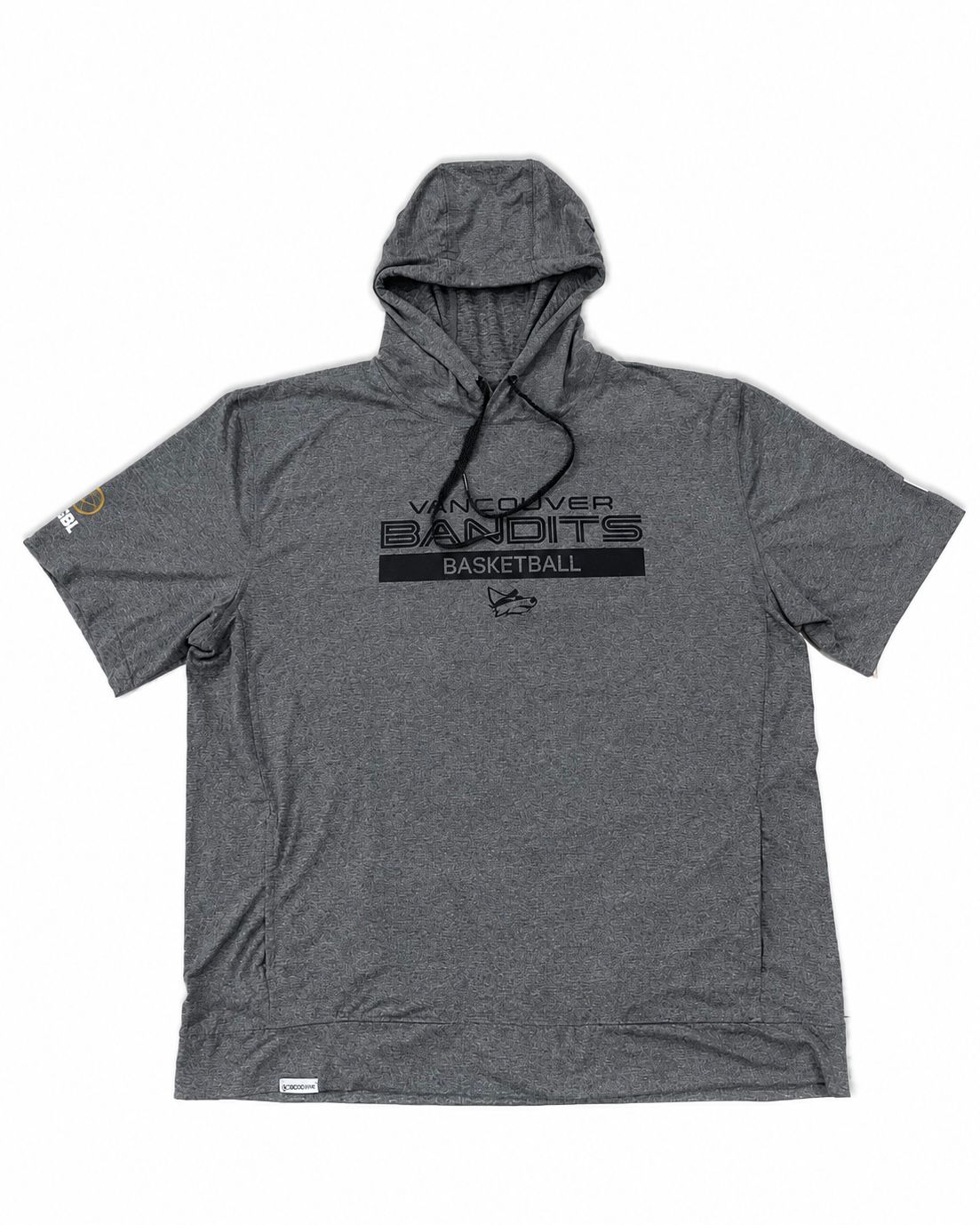 Grey heather, short-sleeve performance hoodie