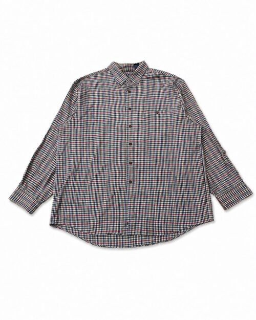 Long-sleeved, button-down plaid shirt