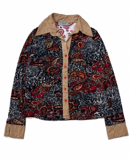 Vintage-style, long-sleeve button-down shirt