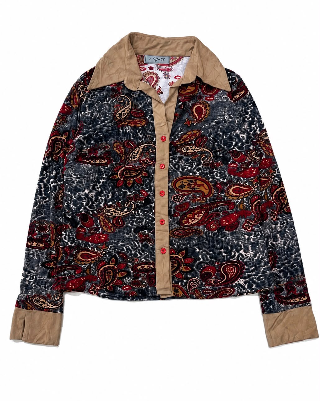 Vintage-style, long-sleeve button-down shirt