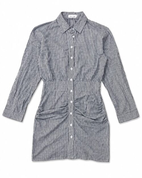 Vertical black-and-white striped mini shirt
