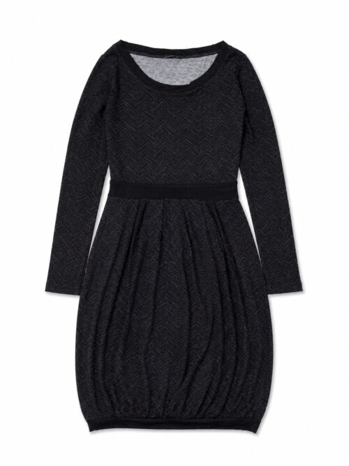 Mid-length, long-sleeved knitted dress