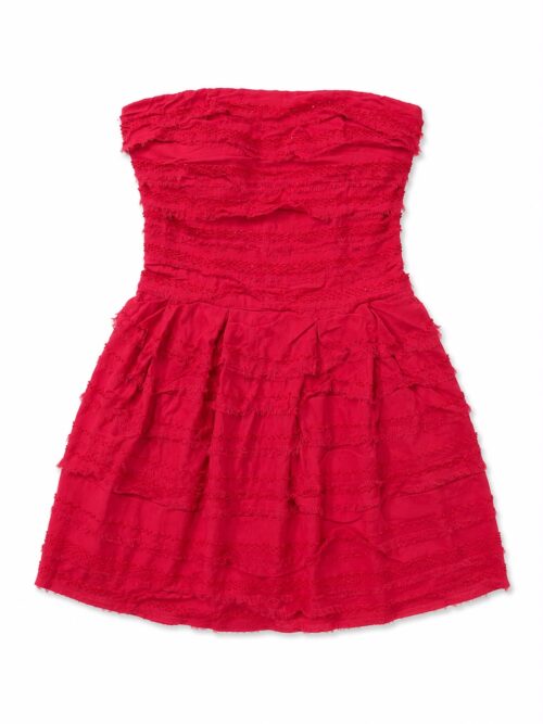 Vibrant red strapless mini dress