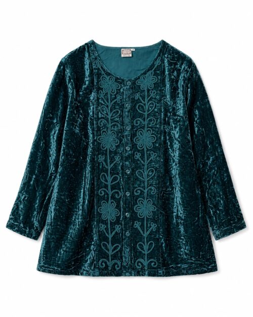 Vintage-style Whimsigoth/Bohemian crushed velvet tunic top