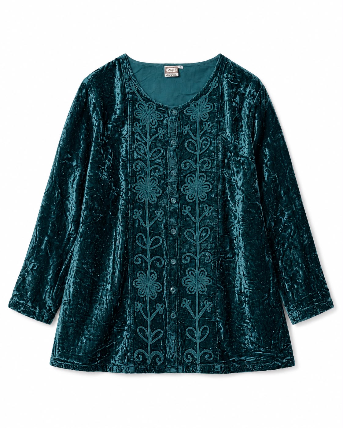 Vintage-style Whimsigoth/Bohemian crushed velvet tunic top