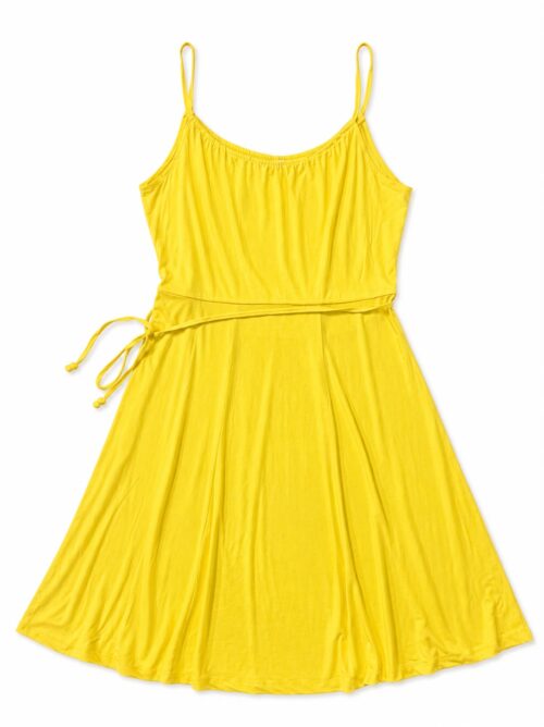 Yellow, knee-length A-line summer dress