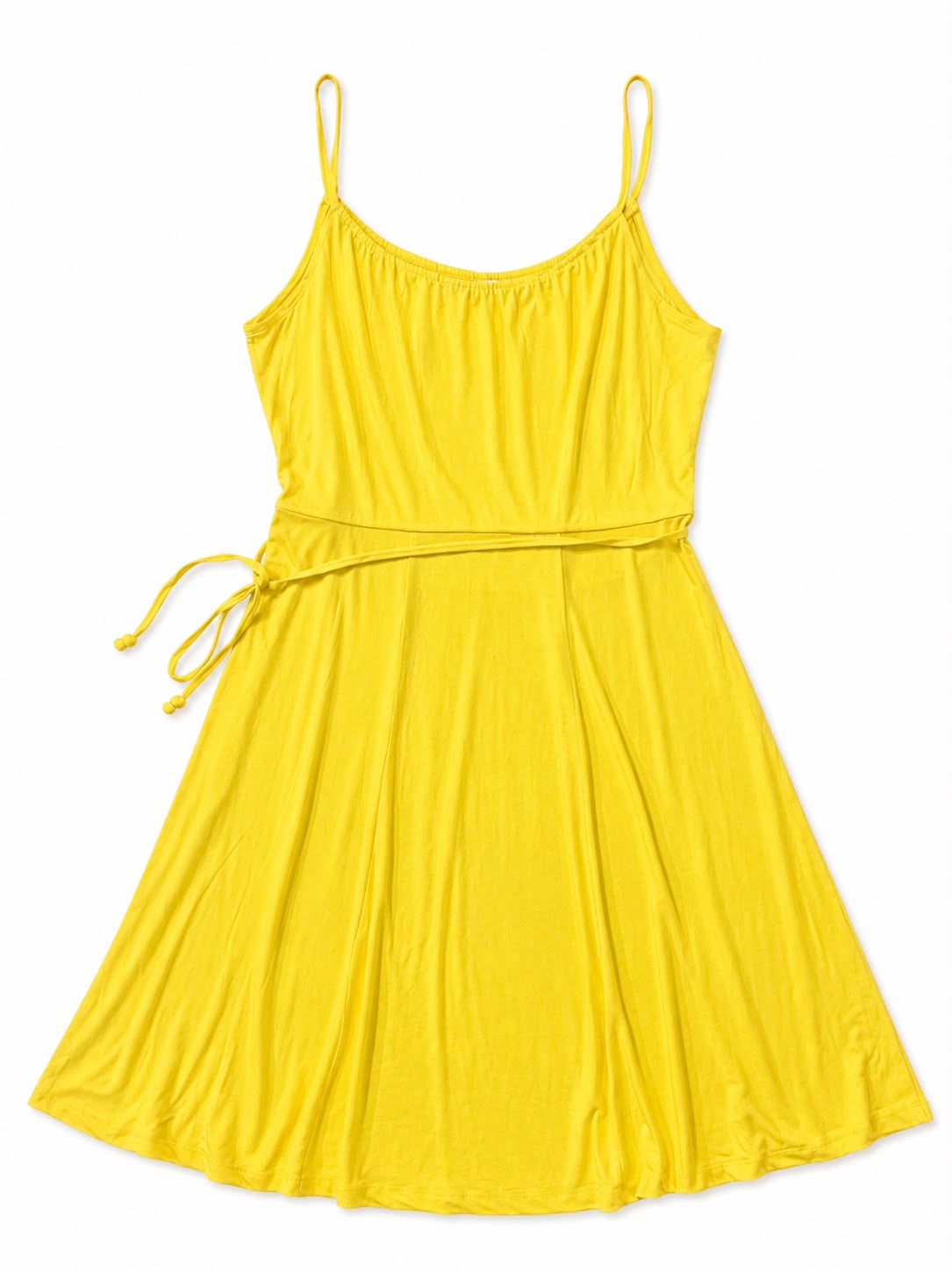 Yellow, knee-length A-line summer dress
