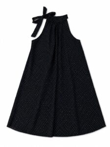 Navy Blue and White Polka-Dot A-Line Dress