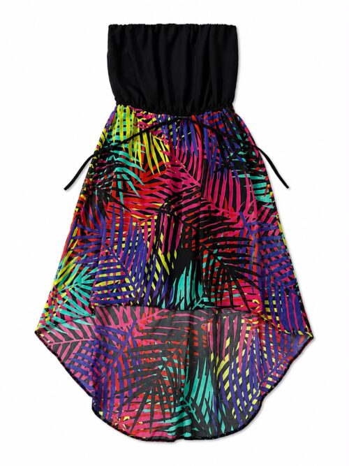 Strapless (bandeau) high-low dress.