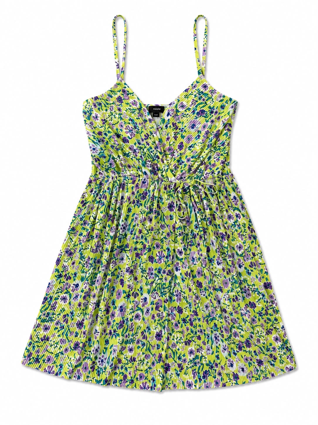 Bershka Floral Print Plissé Strappy Wrap Dress