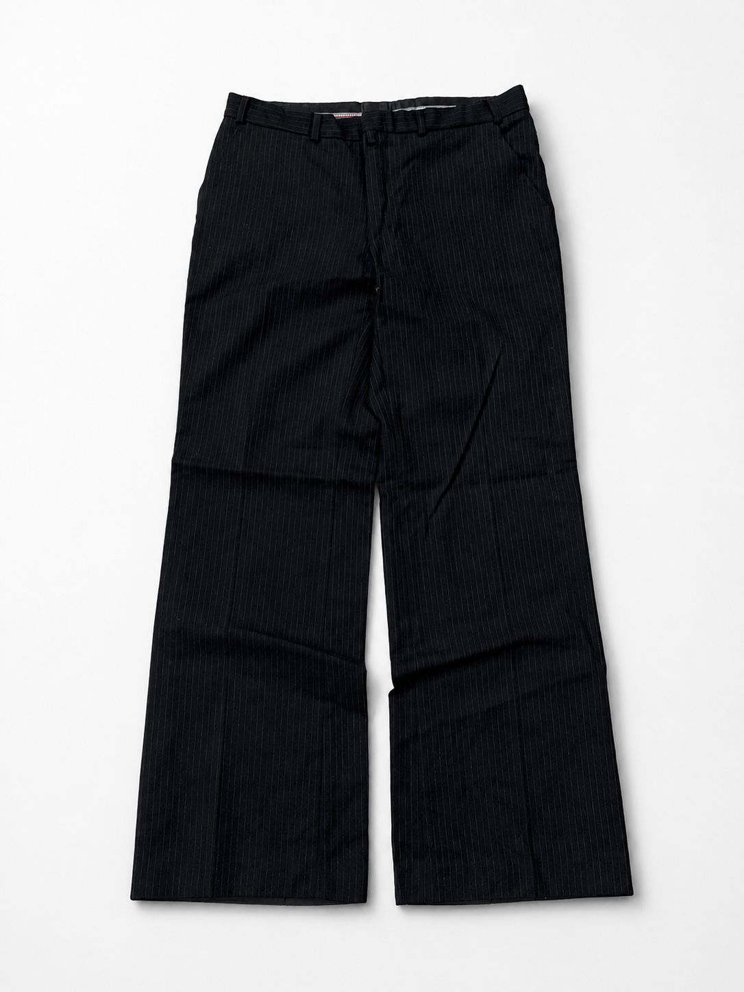 Daniel Schagen men’s wide-leg pinstripe dress trousers.