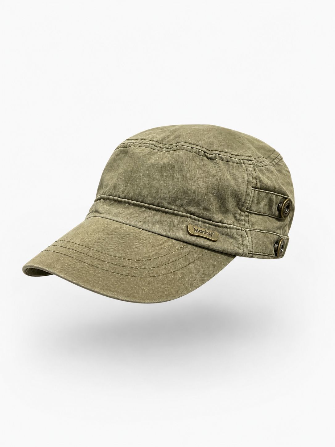 casual, unstructured military/cadet-style cap from the brand Monker.