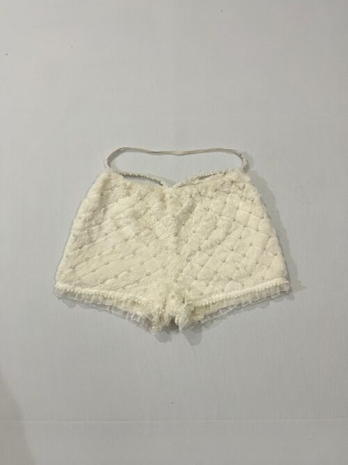 High-waisted quilted faux-fur mini shorts / hot pants
