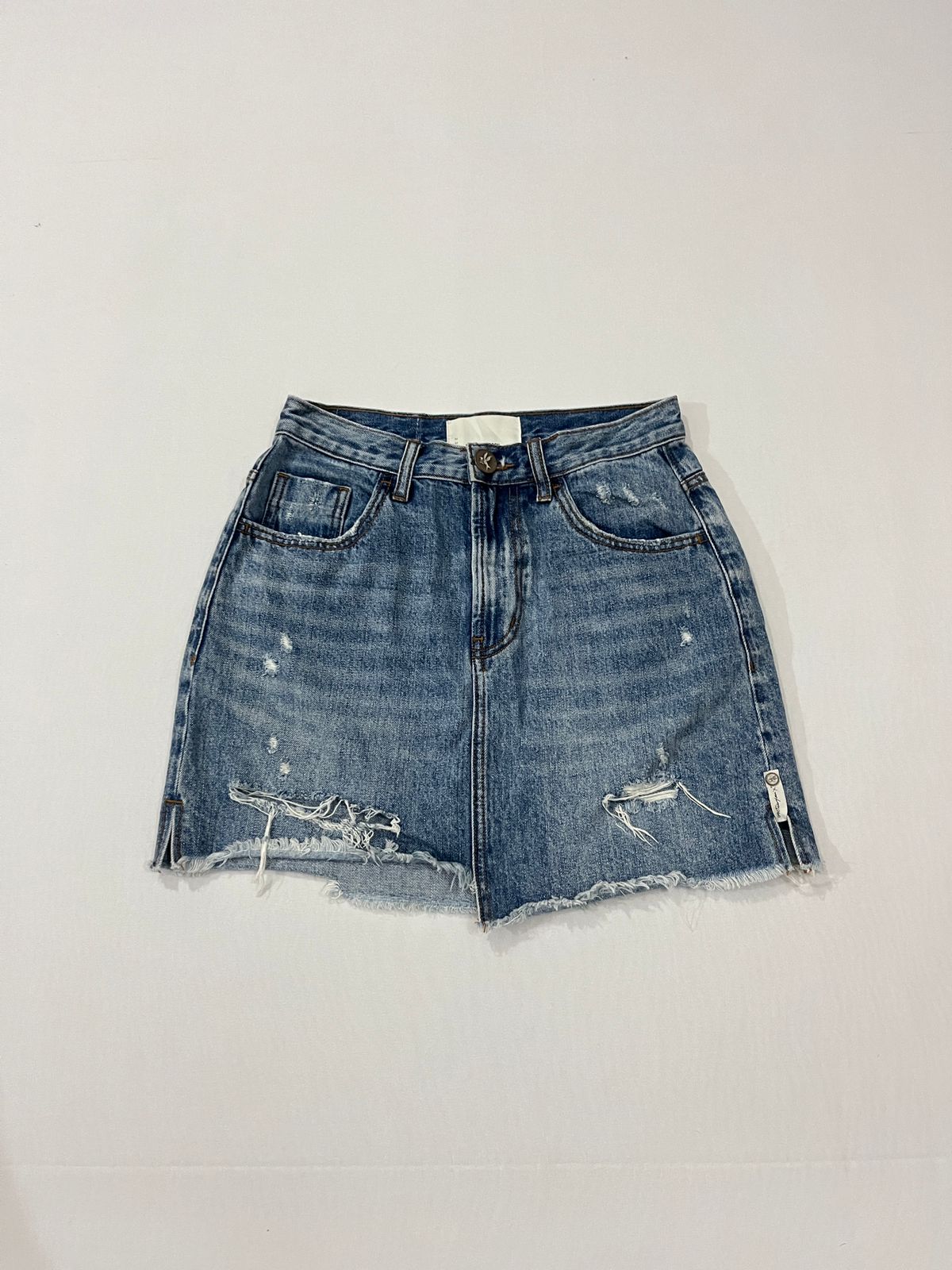Distressed Denim Mini Skirt