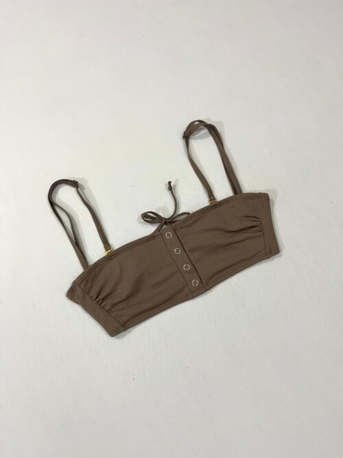 Ribbed Snap-Front Bandeau Bikini Top / Bralette Top