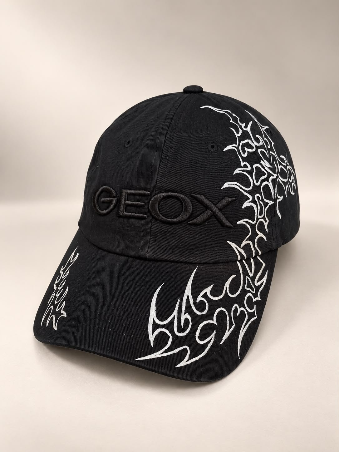 GEOX Respira1-of-1 Hand-Painted Tribal Cyber-Sigilism / Barbed Flame Motifs