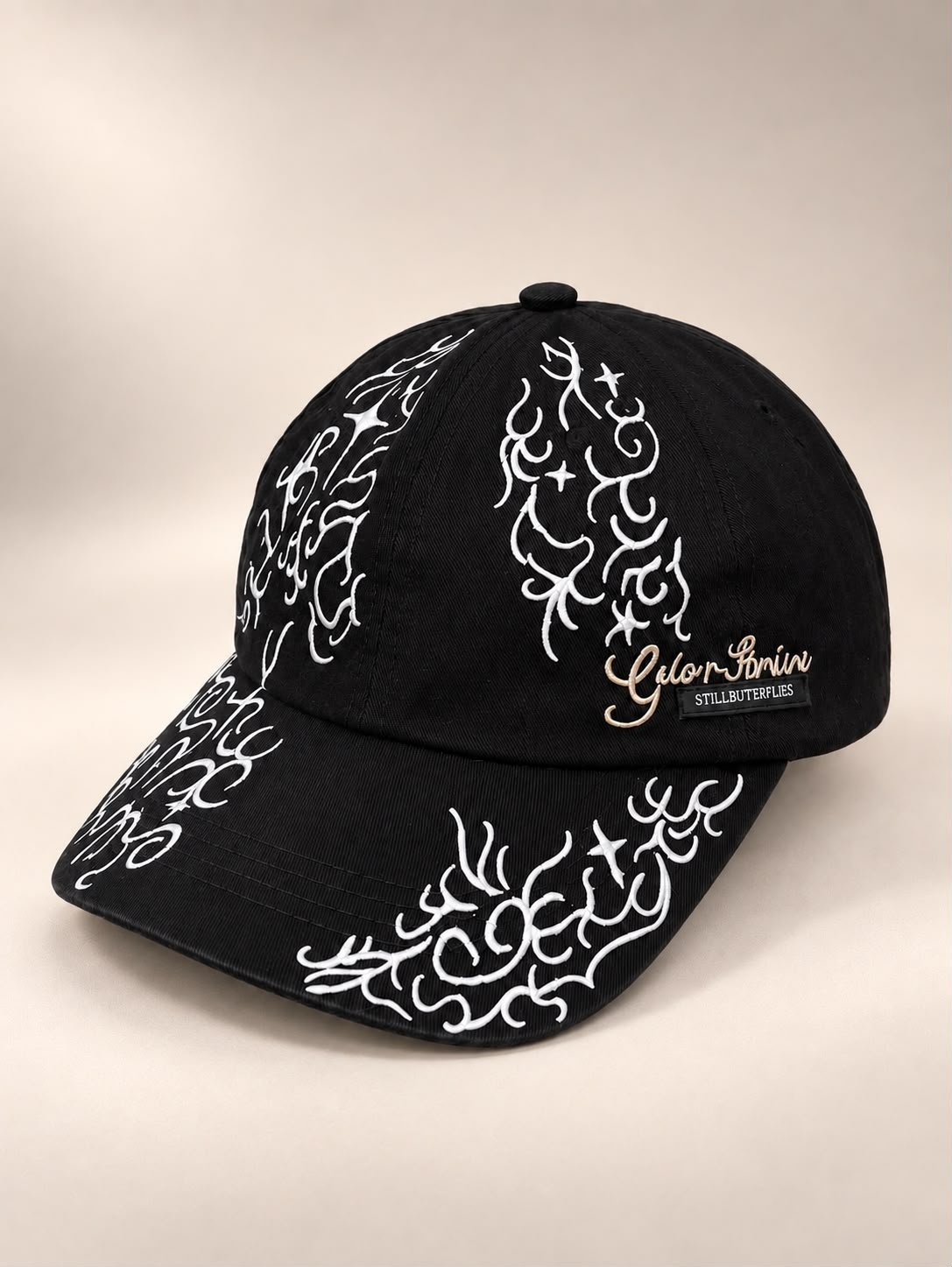 Washed Black Cotton Twill Low-Profile Dad Cap